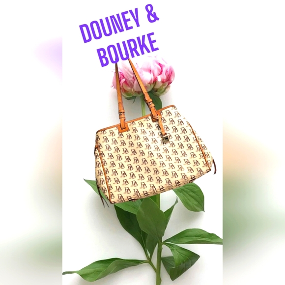 DOONEY & BOURKE SIGNATURE VINTAGE CREAM 1975 COTTON COATED LEATHER TOTE - Picture 1 of 16